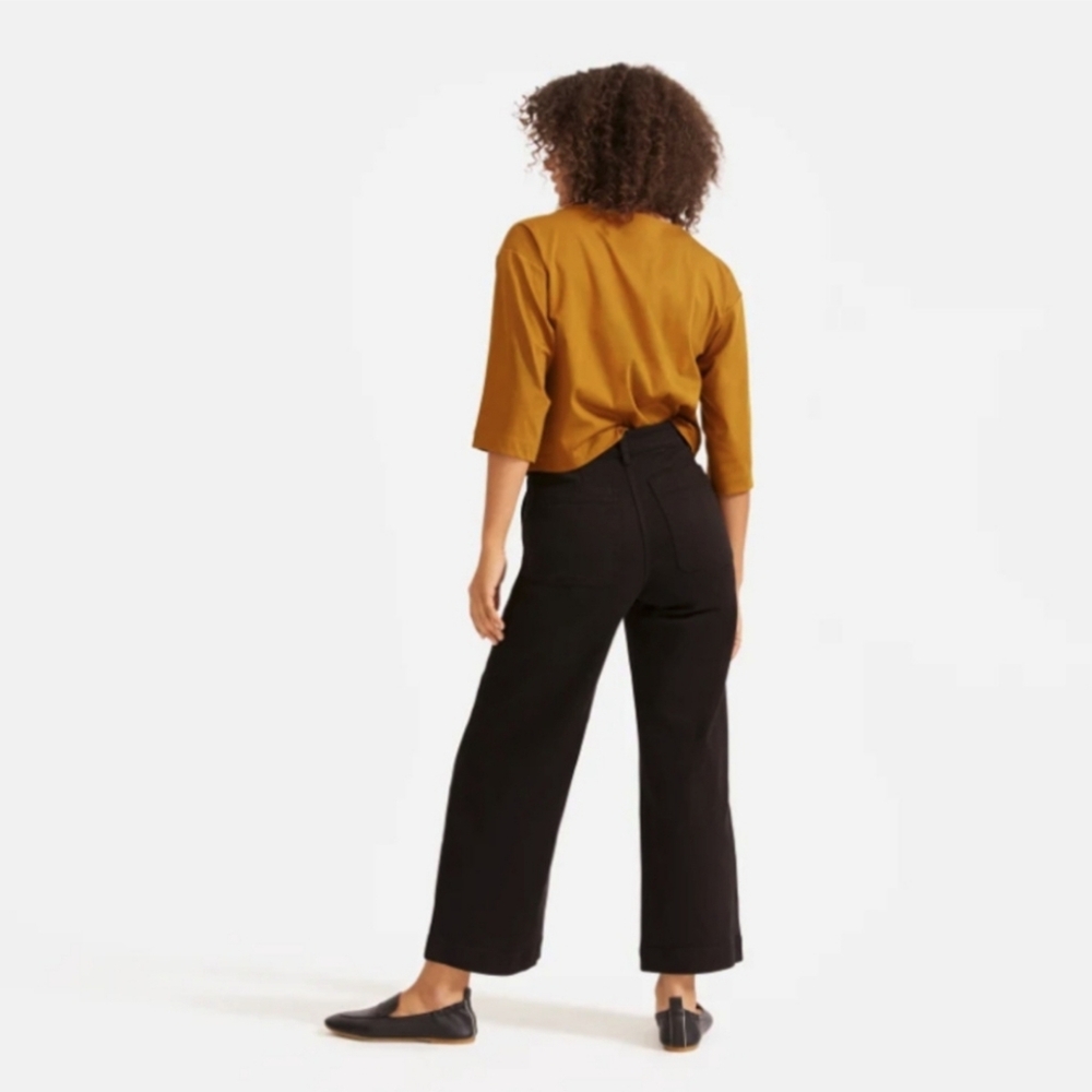 Everlane Wide Leg Crop Black Pants Size 6 Short Inseam - Picture 4 of 13